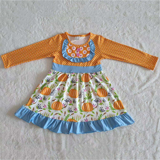baby girls long sleeve pumpkin dress 6A12-30