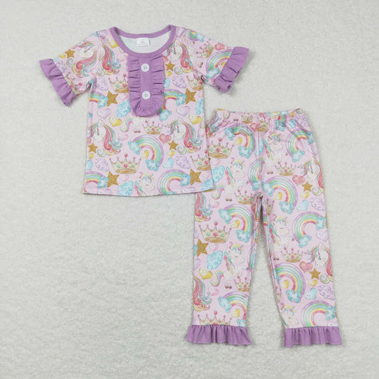 baby girls short sleeve horse print clothing set