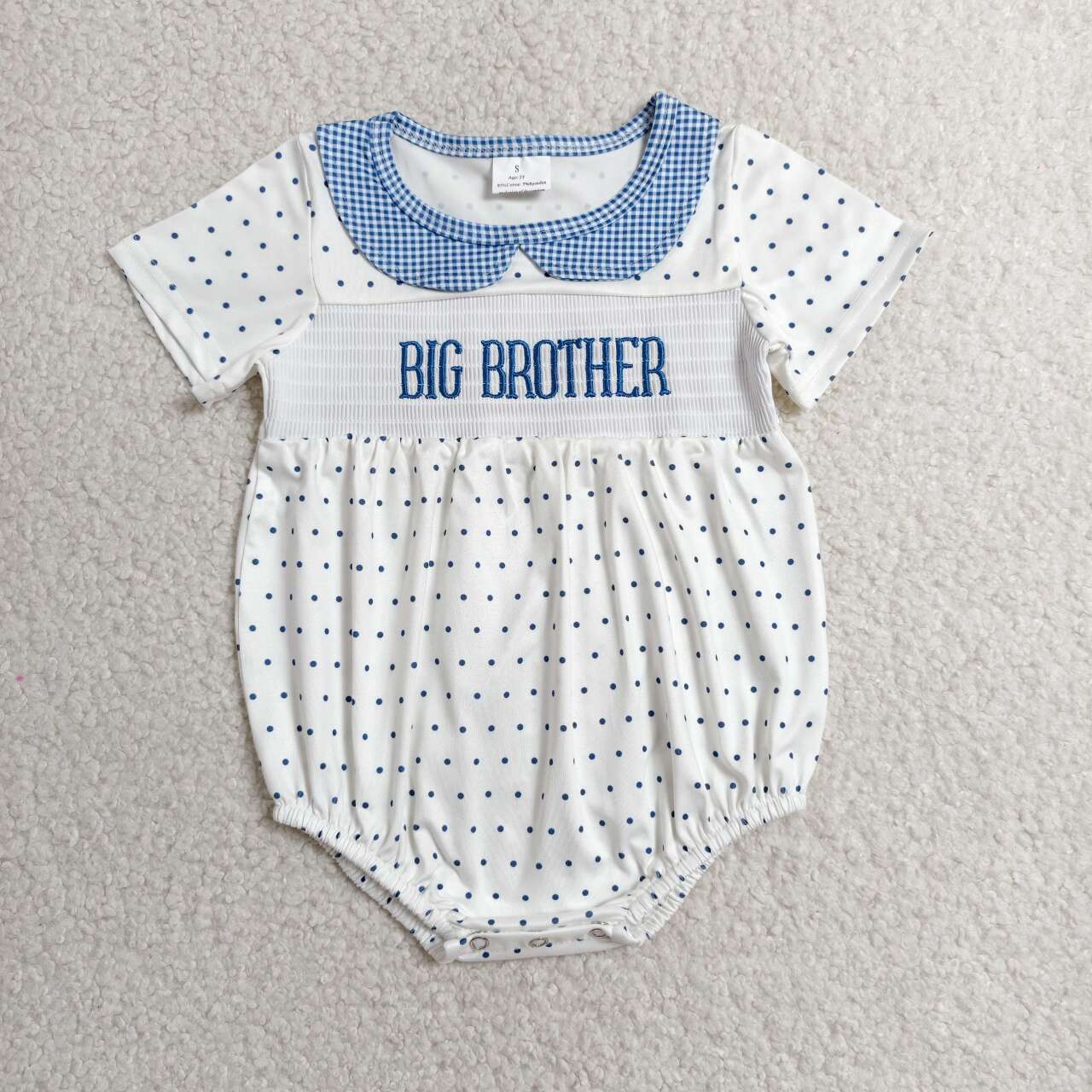 Big brother design toddle boy baby smocked romper