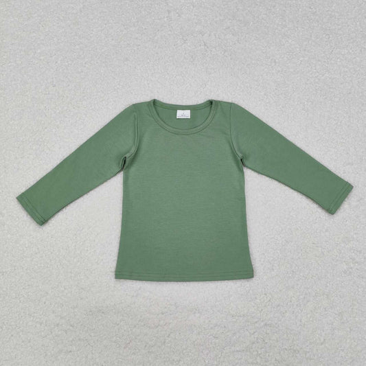 Infant baby kids long sleeve light green cotton top