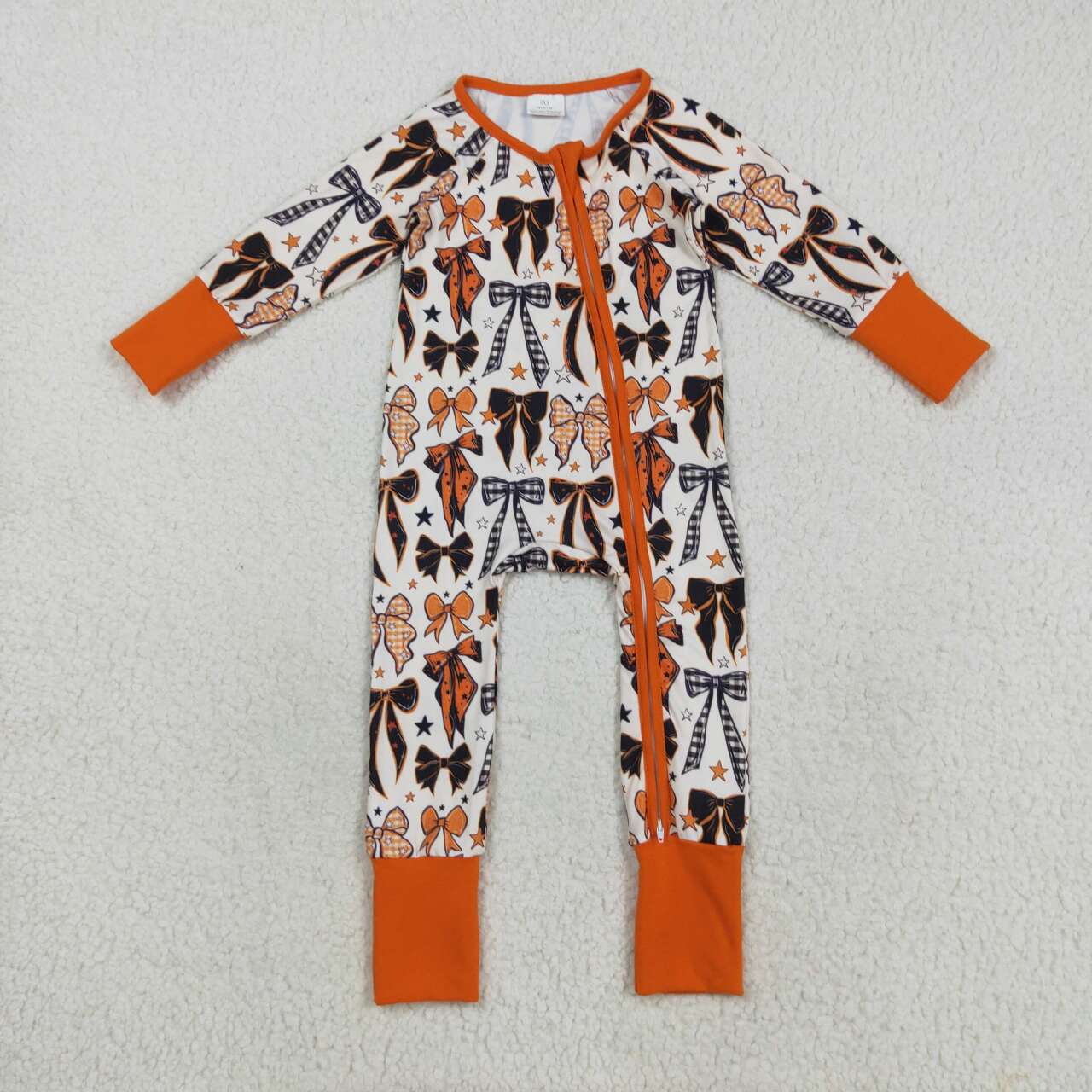Halloween bow infant baby long sleeve romper