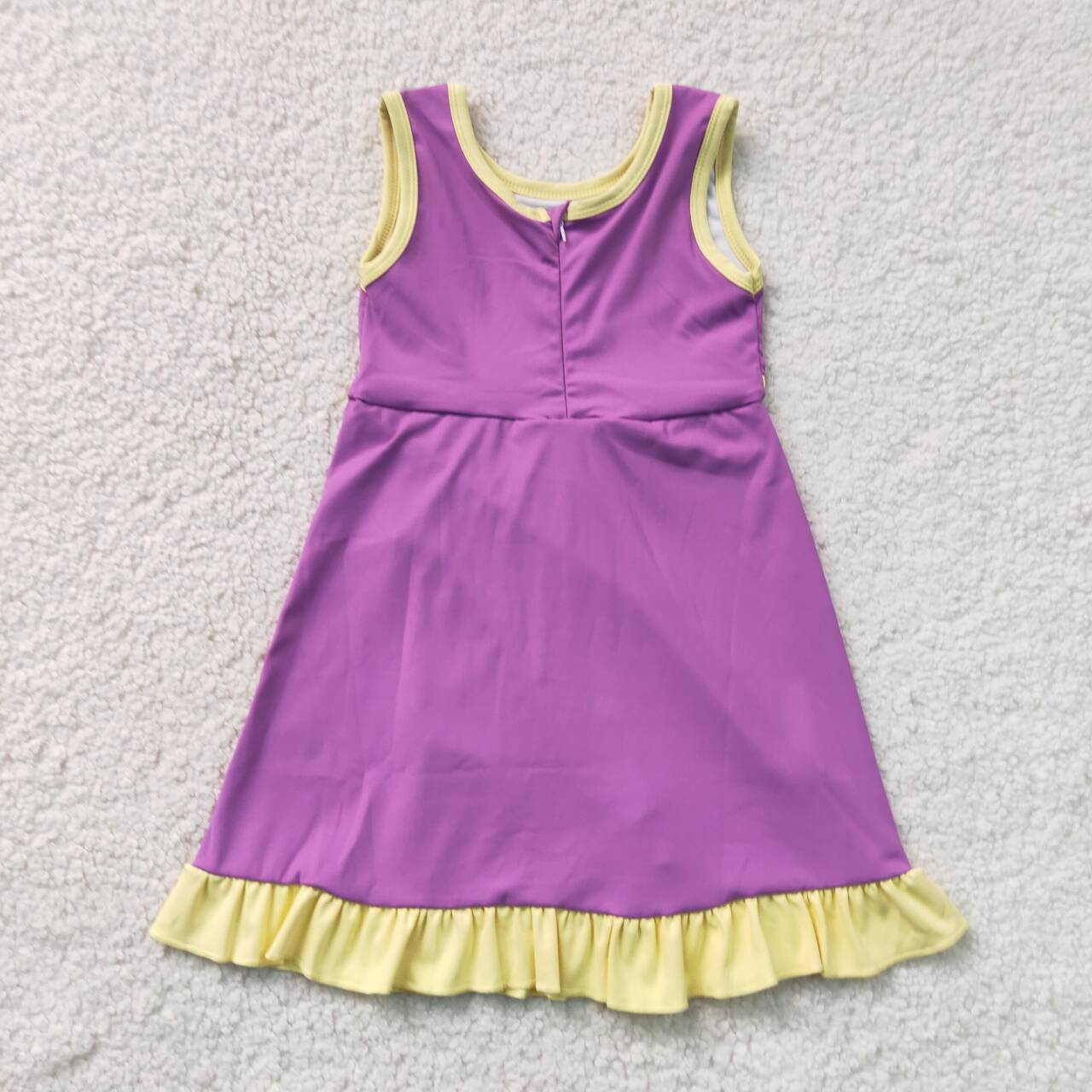 Lavender yellow color girls summer yoga dress