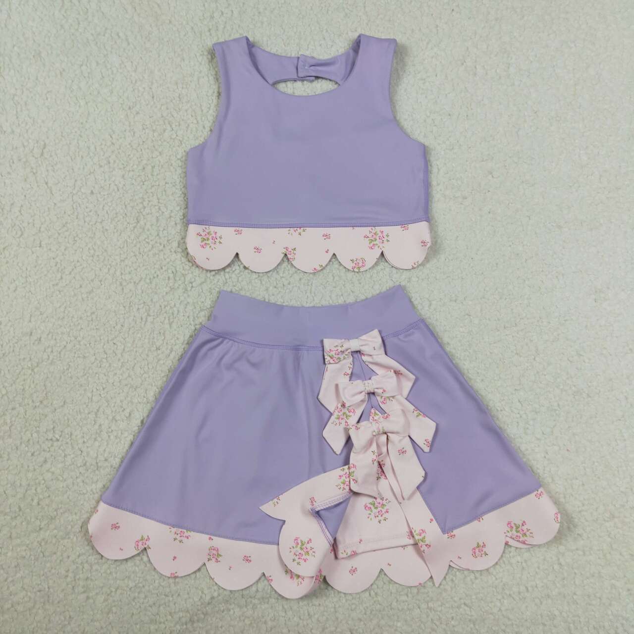 Lavender tank top matching skirt girls summer active wear yoga outfit preorder