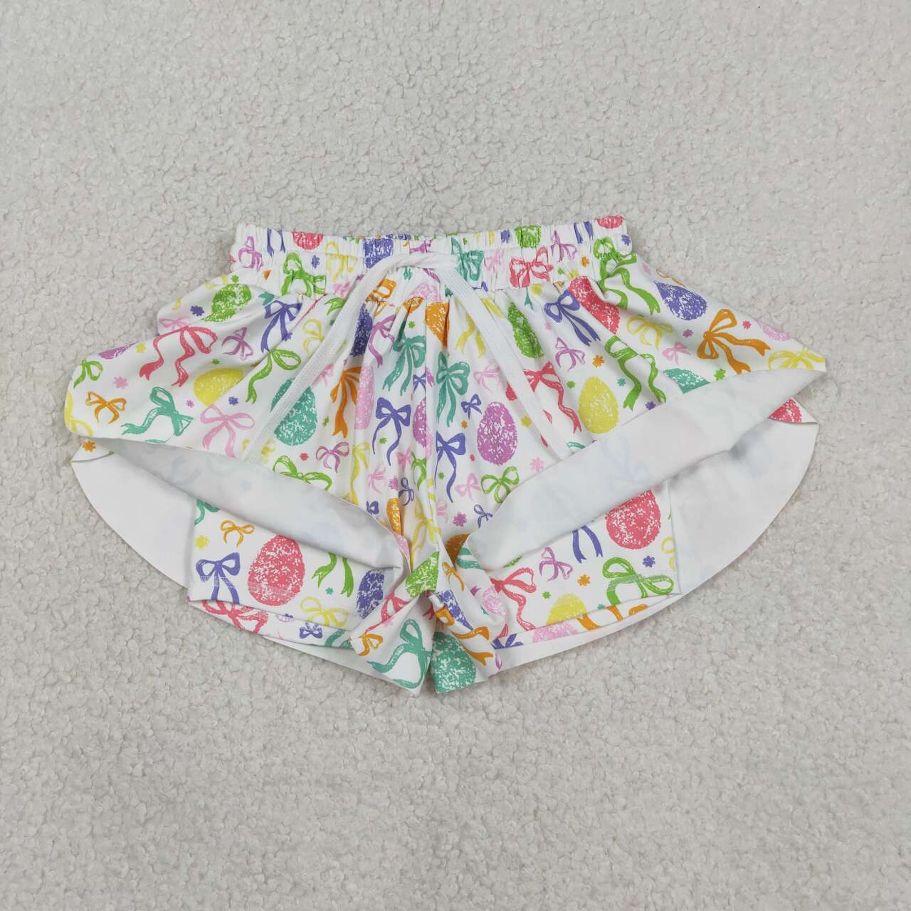 Toddle baby girls colorful bow easter eggs summer yoga shorts
