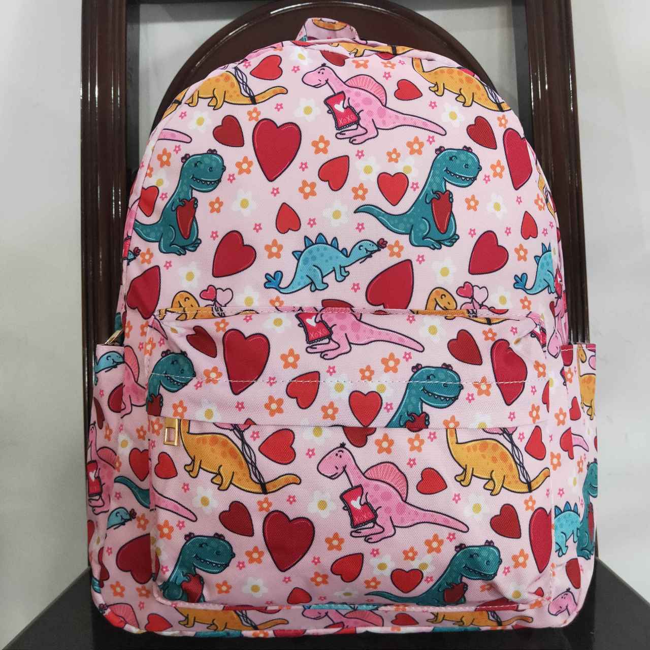 baby girls dinosaur heart print Valentines day backpack kids mini bag