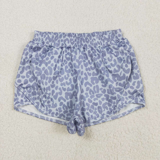 Adult  women grey cheetah summer yoga shorts
