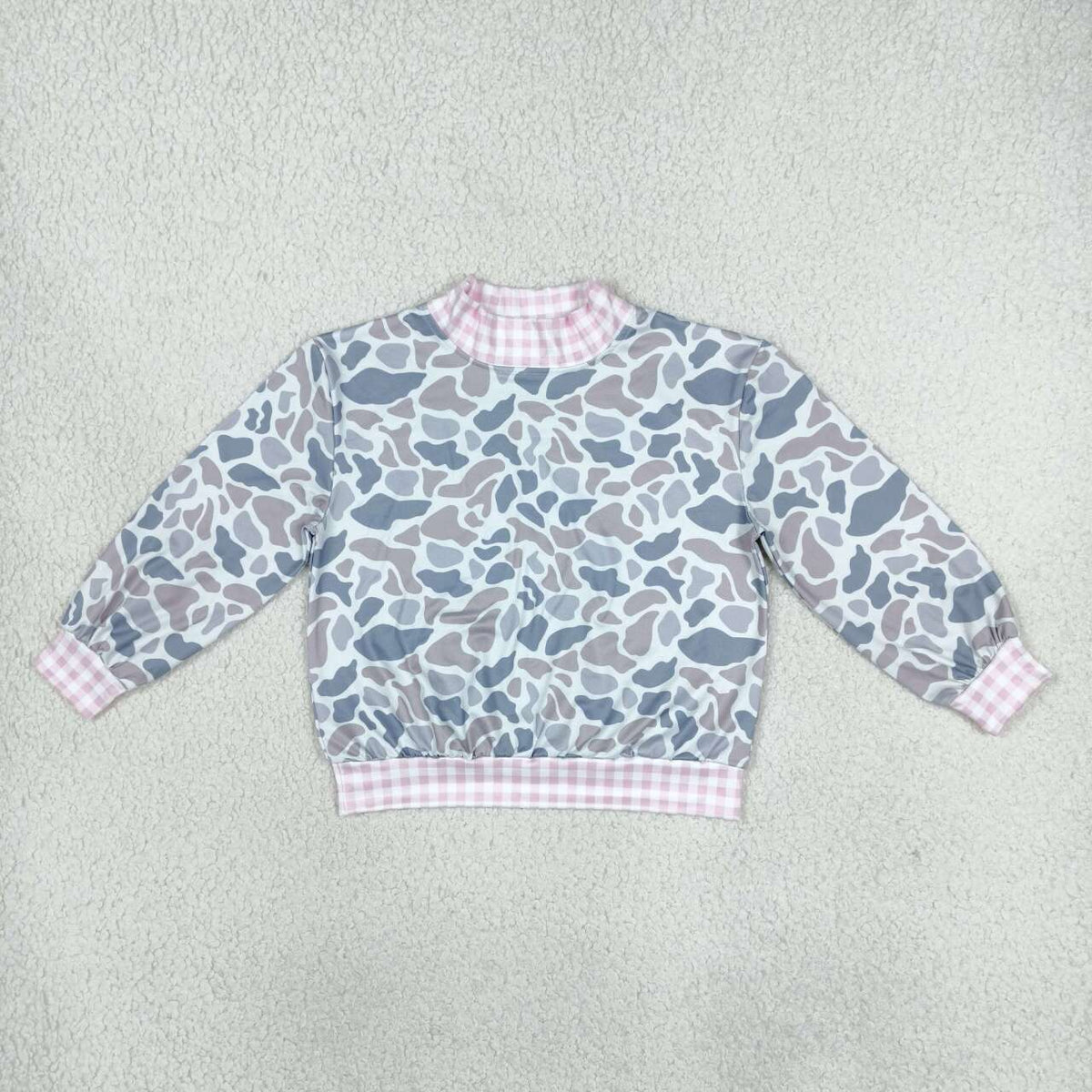 Grey Camo color girl long sleeve pullover top
