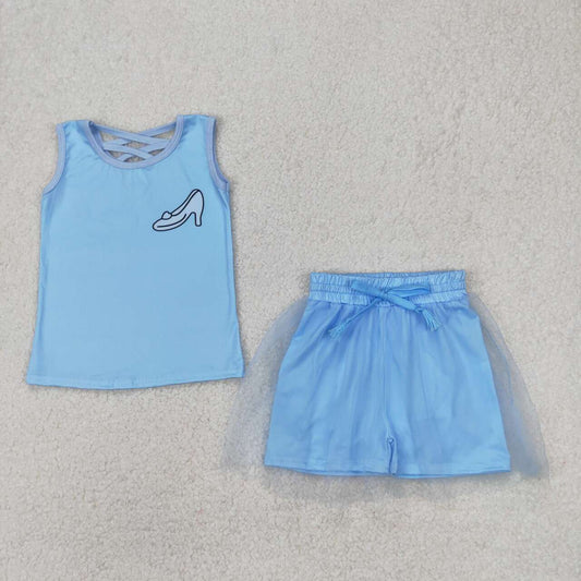 Toddle baby girl blue top matching skirt princess outfit