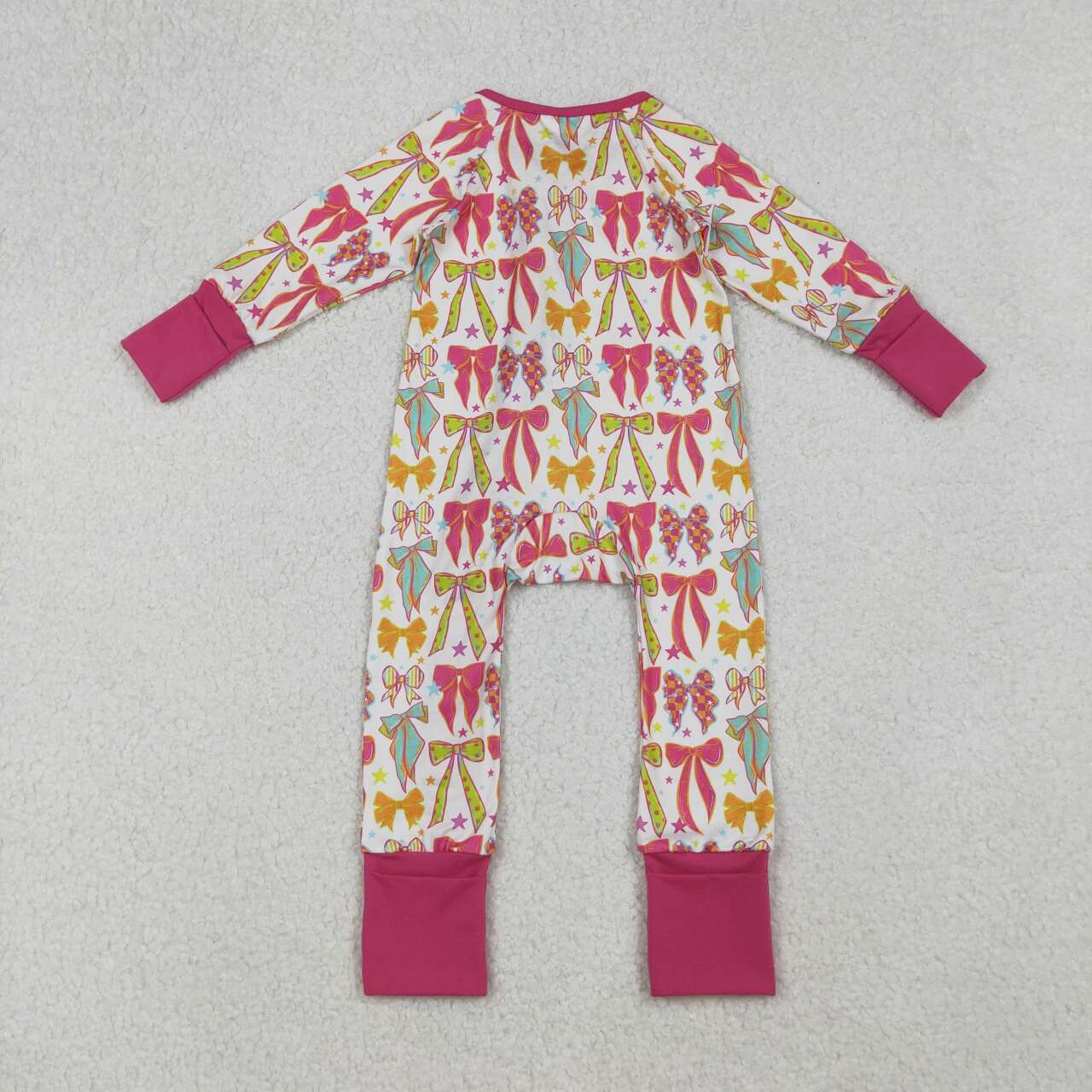 Colorful bow kids long sleeve romper