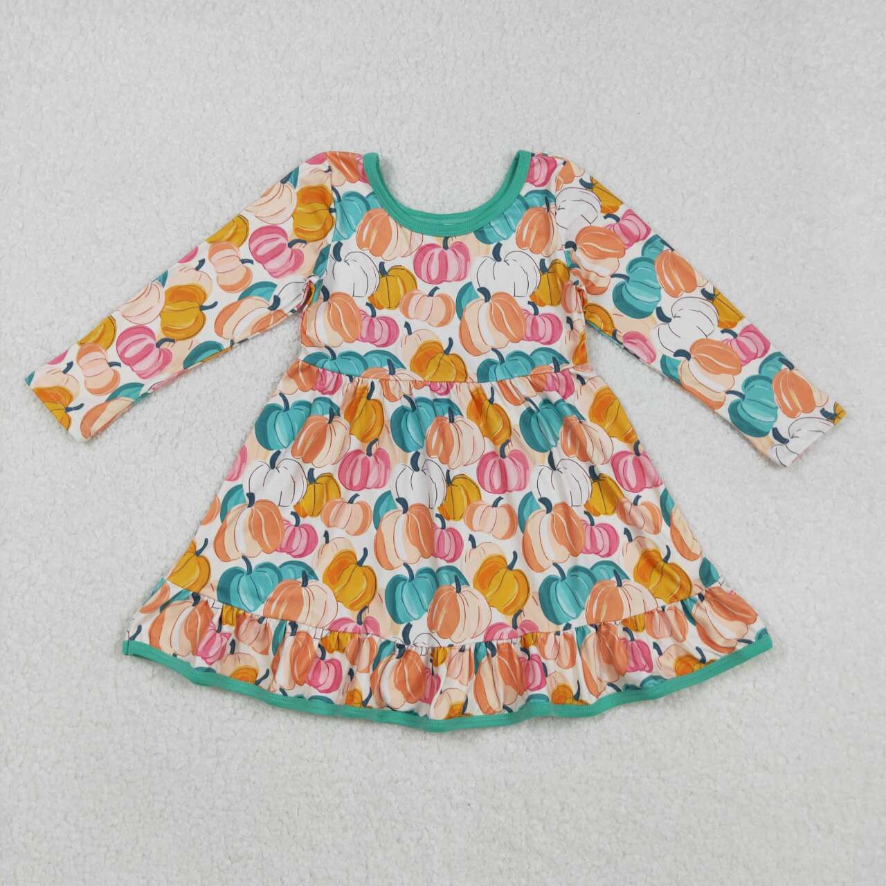 Colorful pumpkins girls long sleeve dress