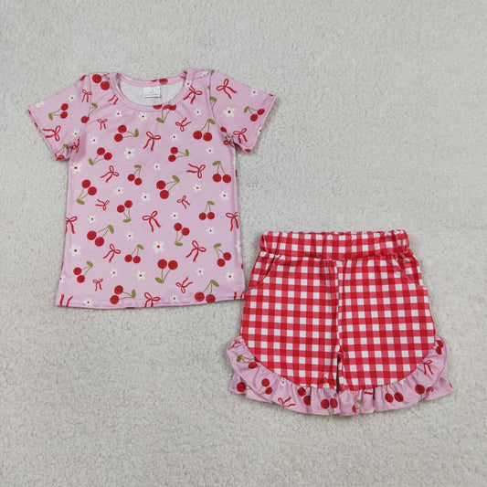 Berry top matching shorts girl summer outfit