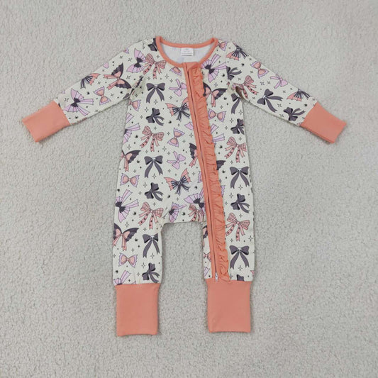Toddle baby Halloween bow long sleeve romper