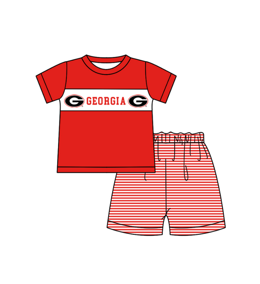 Custom collegiate team top matching shorts kids summer wholesale factory outfit