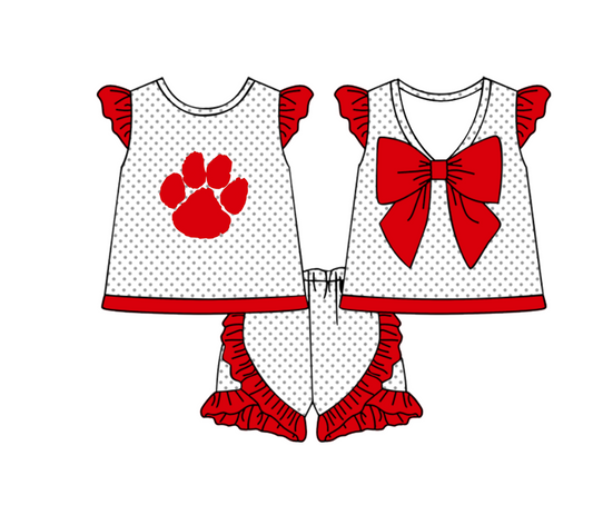 Custom team top matching shorts girl summer outfit