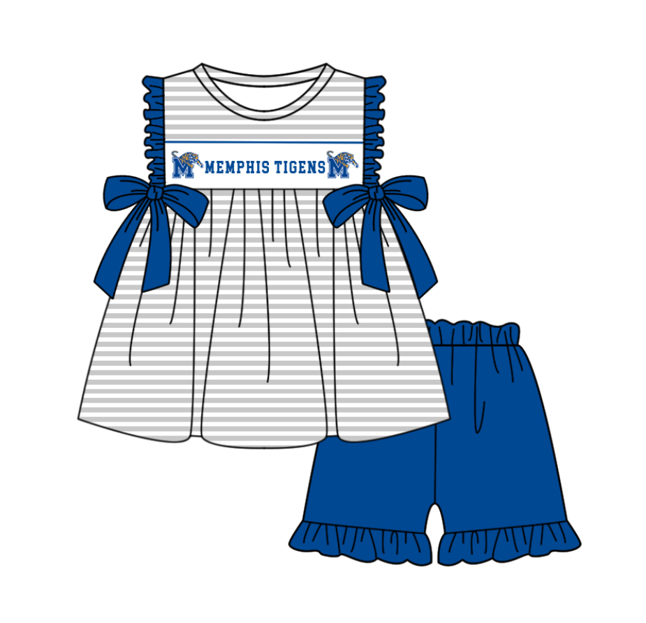 Custom team top matching shorts girl summer outfit