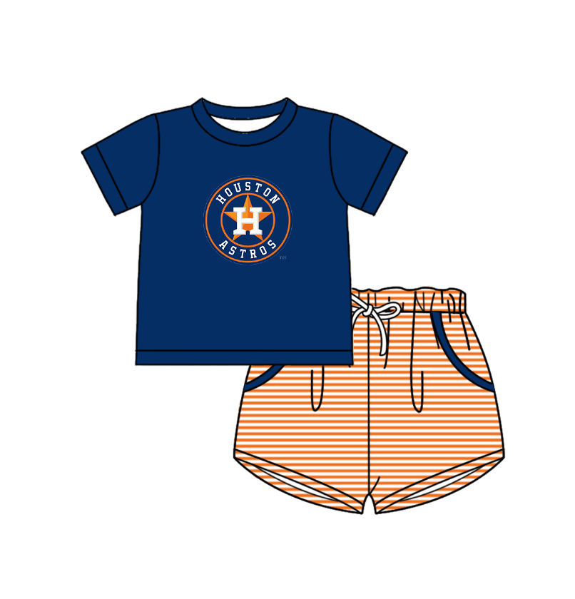 Custom Houston Astros team top matching shorts boy summer outfit