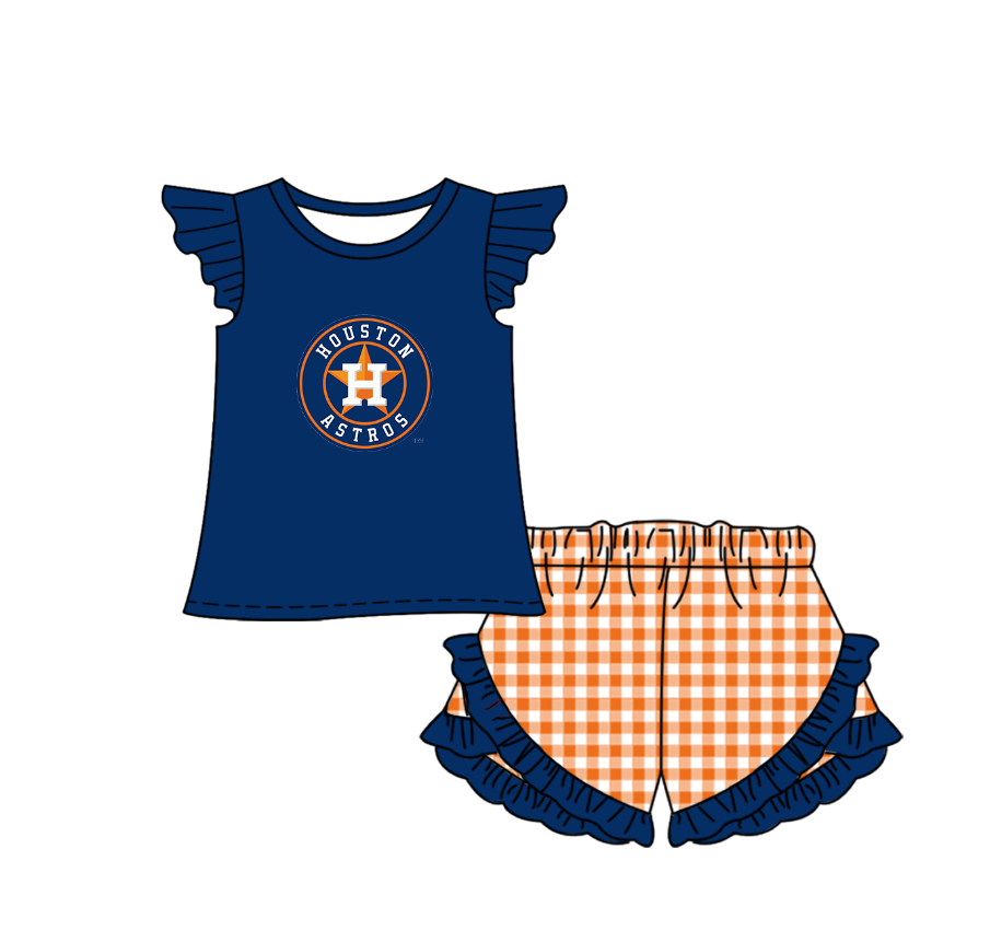 Custom Houston Astros team top matching shorts girl summer outfit