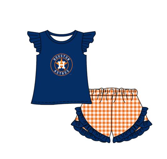 Custom Houston Astros team top matching shorts girl summer outfit