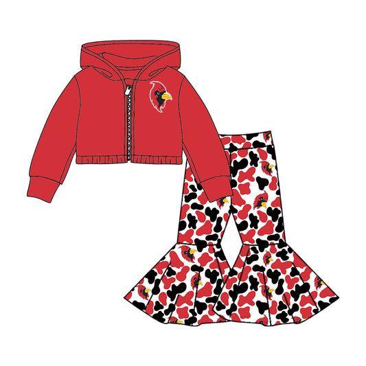 Girls long sleeve zip top matching pants custom team outfit