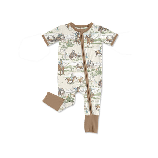 Western cowboy design kids baby zip romper