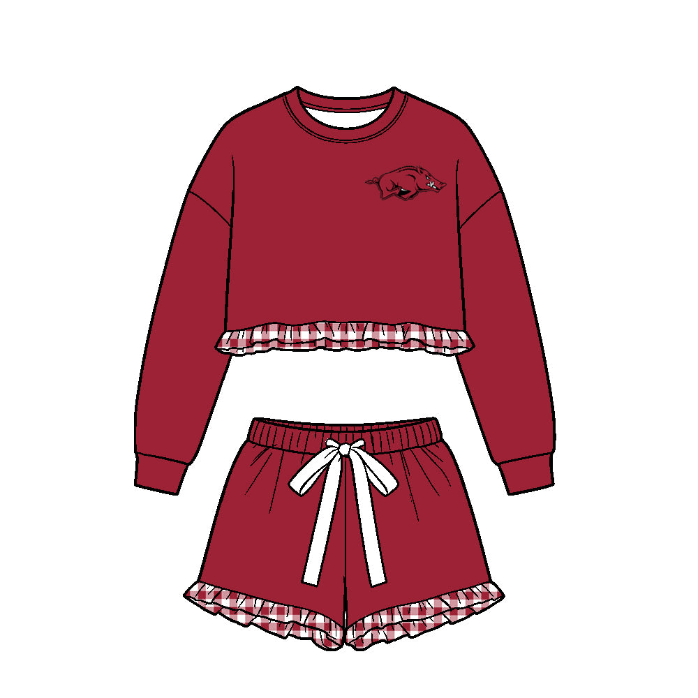 Kids long sleeve custom Arkansas team casual wear outfit wholesal factory price