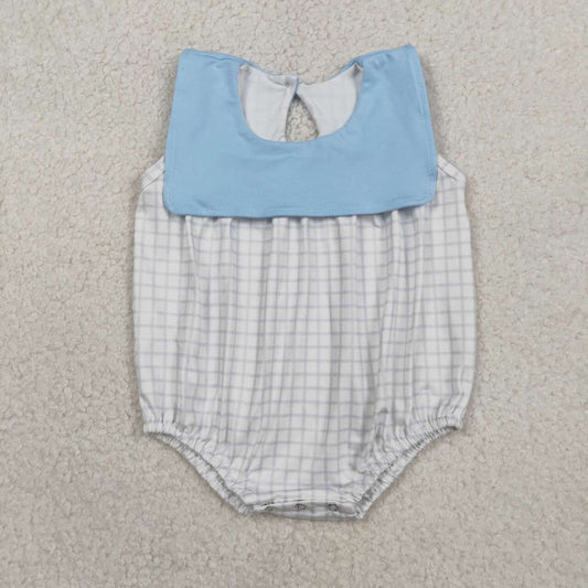Blue plaid design toddle baby romper