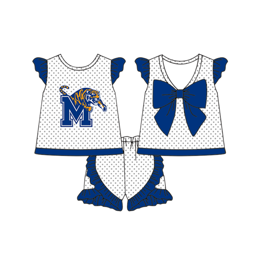 Custom team top matching shorts girl summer outfit