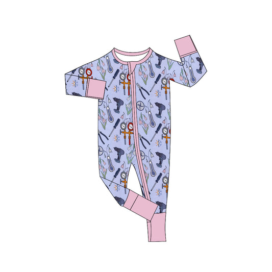 toddle baby long sleeve tool zip romper