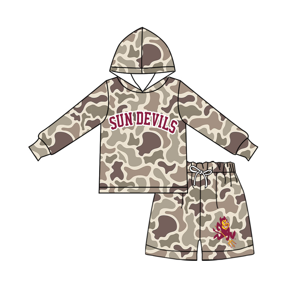 Custom team top matching shorts kids boy hoodie outfit wholesale factory price