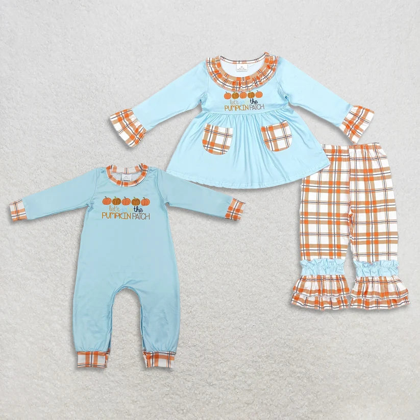 baby girl long sleeve pumpkin tunic top ruffle cotton pants clothes