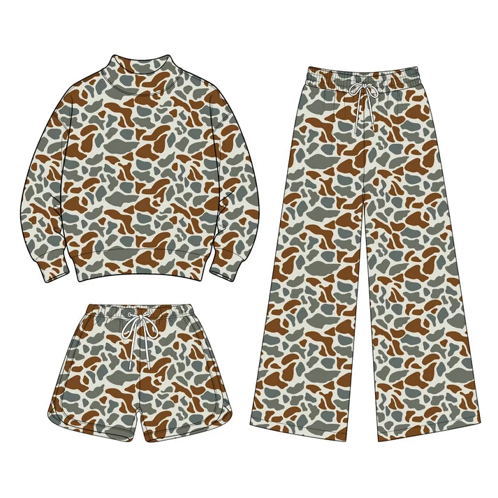 Toddle kids girls custom camo design long sleeve matching outfit