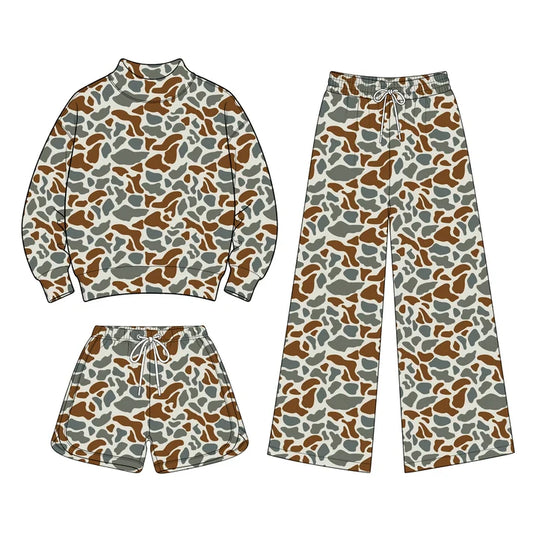 Toddle kids girls custom camo design long sleeve matching outfit