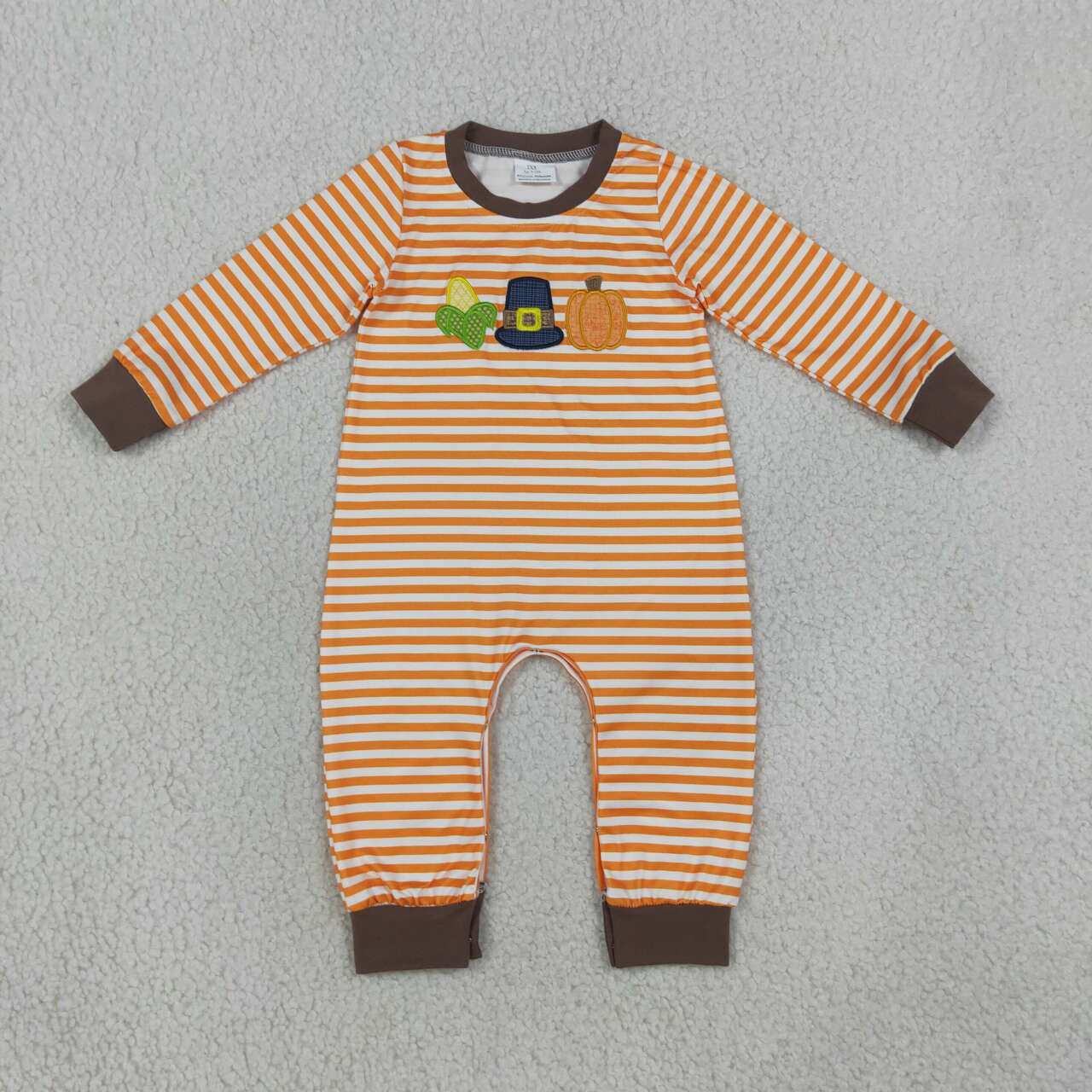 Toddle baby boy long sleeve embroidery Halloween pumpkin romper