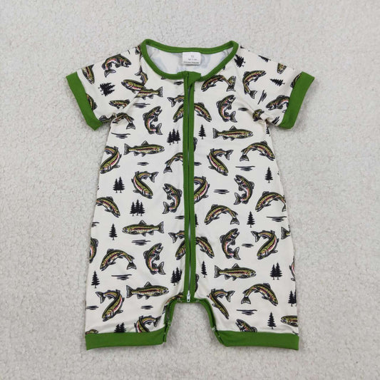 Toddle baby boy fishing zip romper