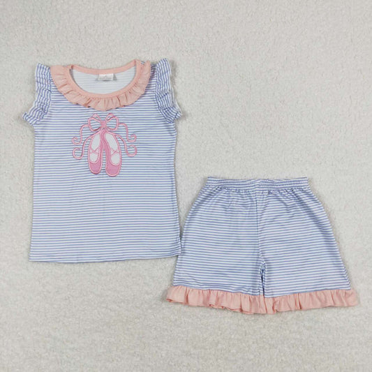 toddle girls blue stripes dance outfit