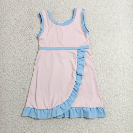 Pink blue color girls summer yoga dress