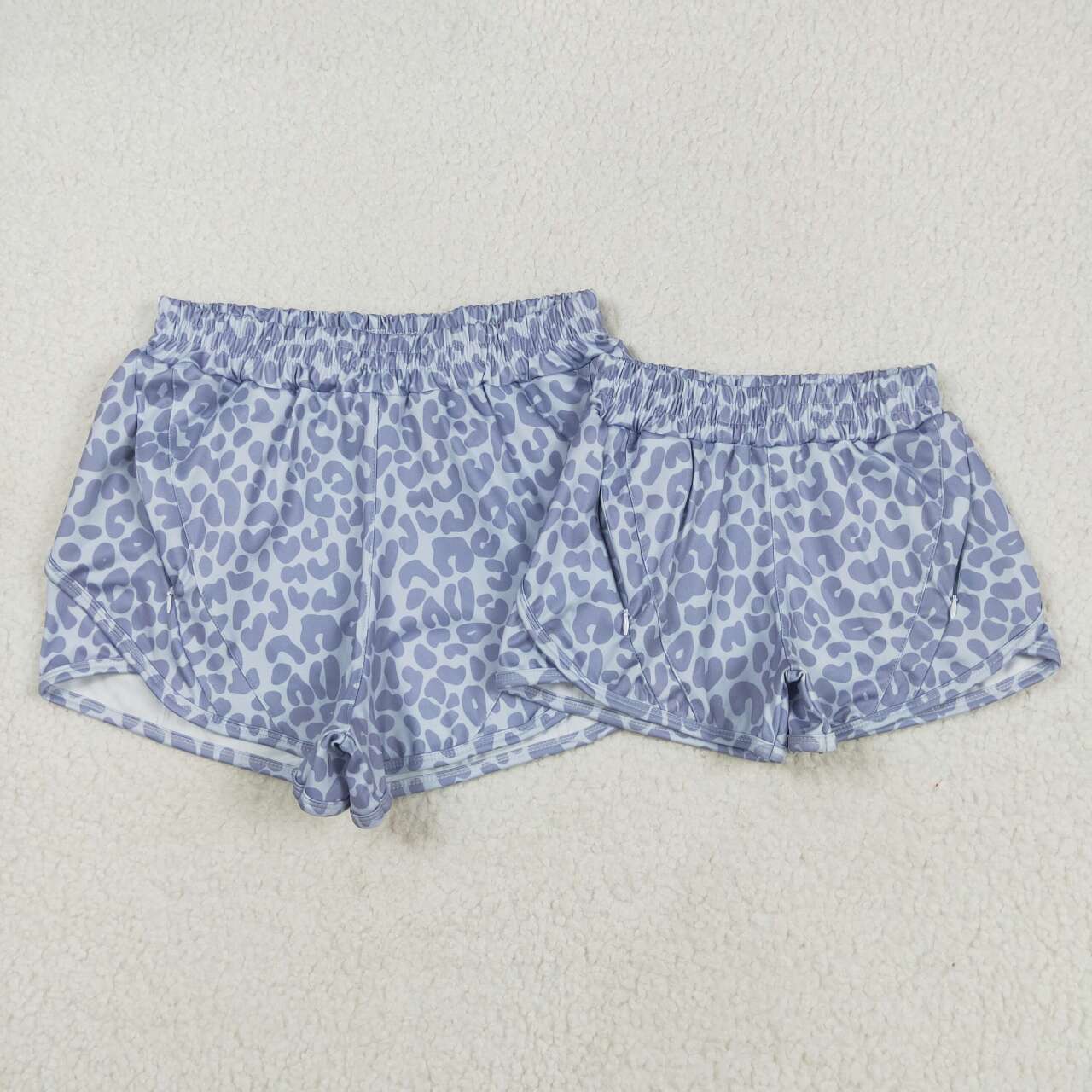 Mommy and me grey leopard summer shorts