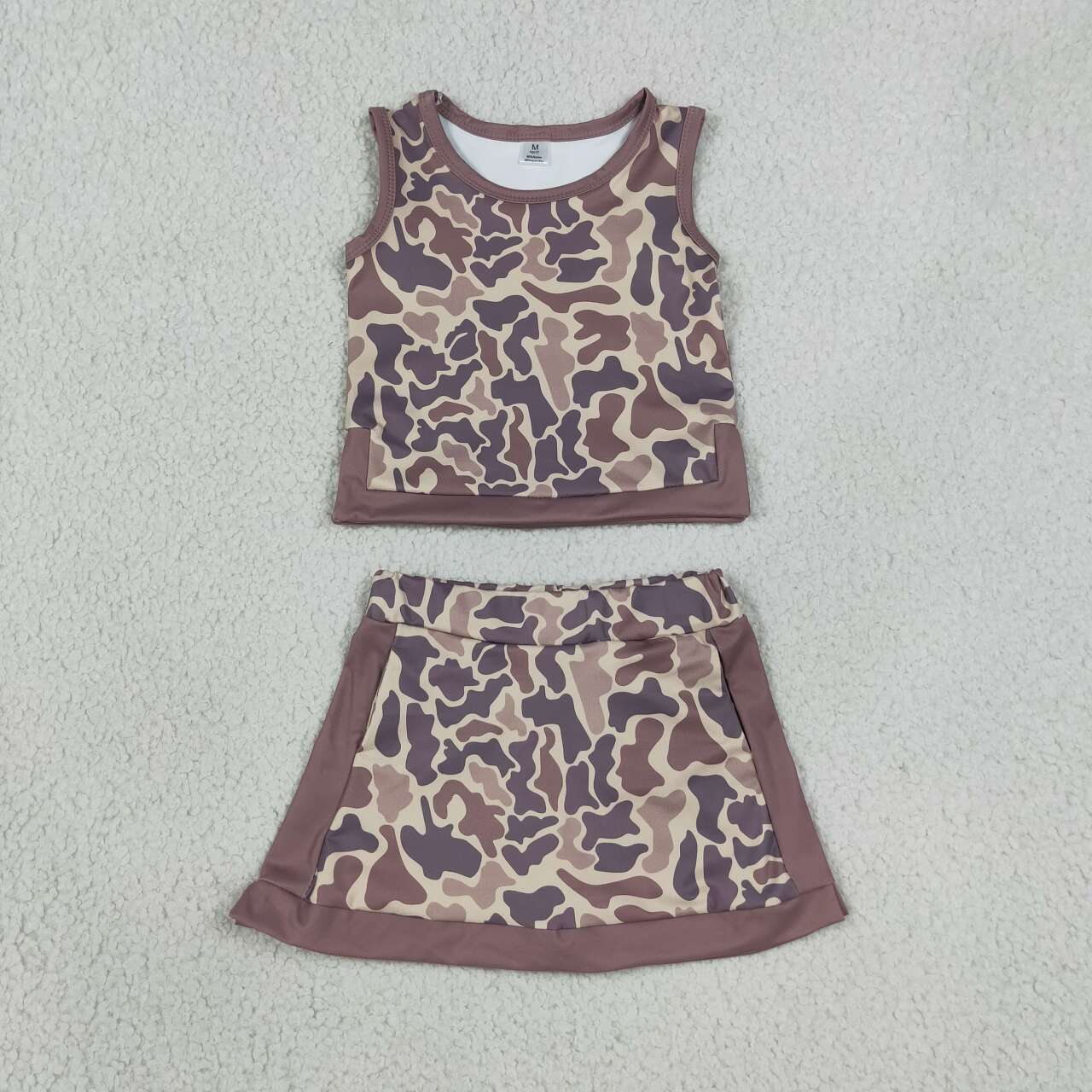 Brown yoga top matching skorts girls summer outfit