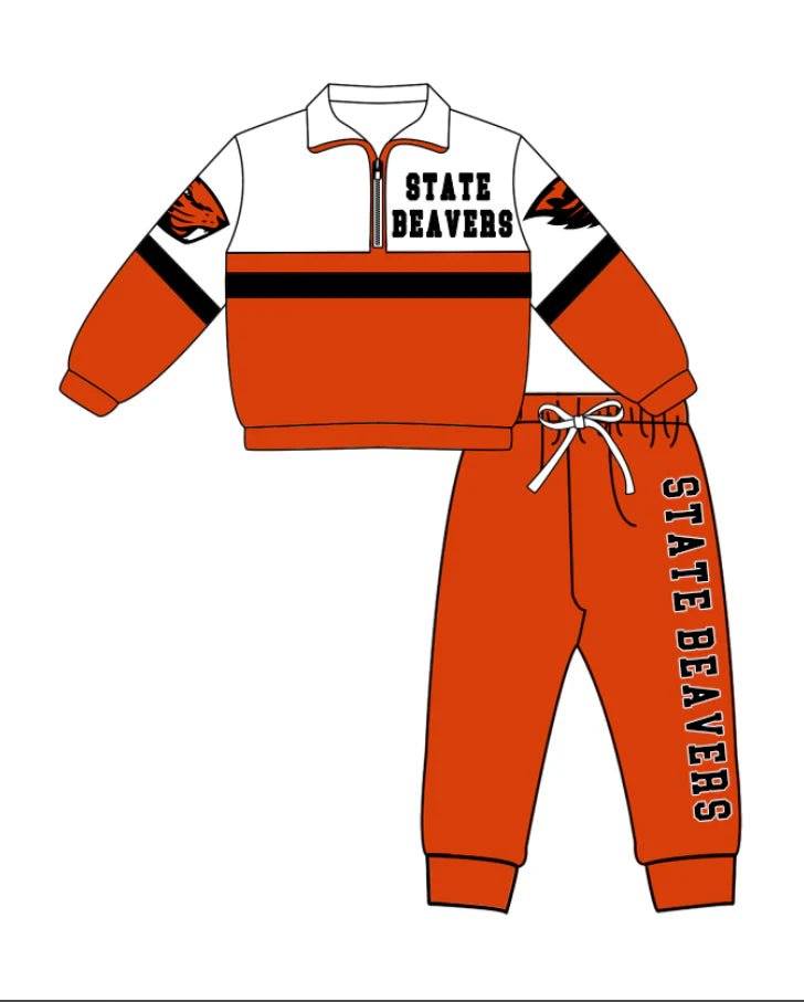 Kids long sleeve team pullover top matching pants outfit wholesal factory price