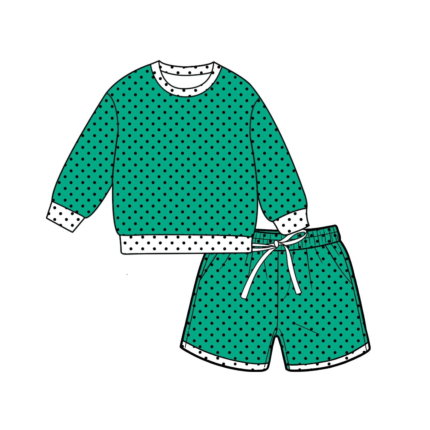 Custom design polka dots top matching shorts girl summer outfit wholesale factory price
