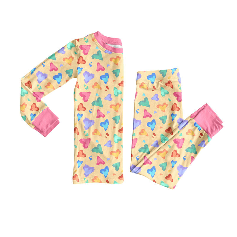 Valentines day kids long sleeve pajama set wholesal factory price