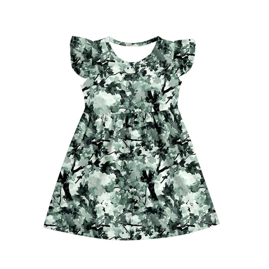 wholesale kids clothes flutter sleeve camo design dress