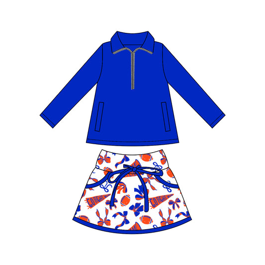 wholesale kids clothes custom blue team active wear design skirt matching outfit