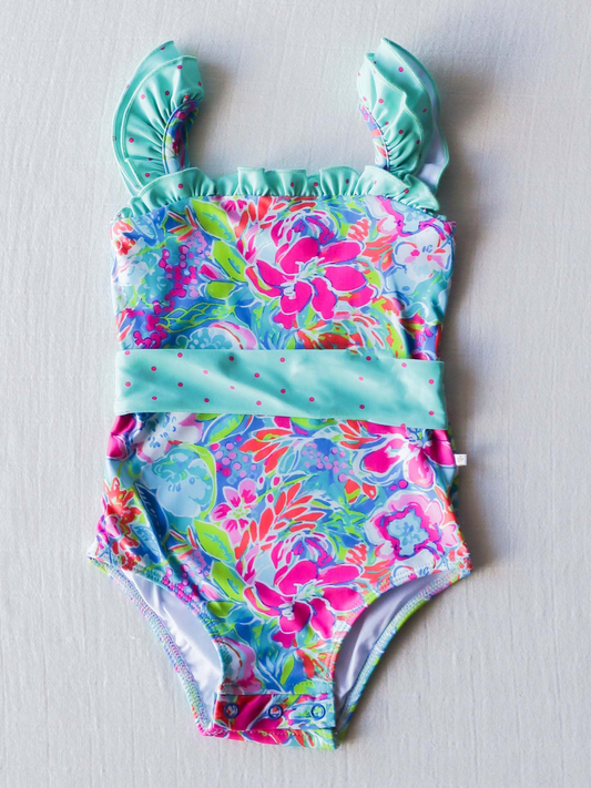 baby girls floral  bathing suit,deadline May 8th