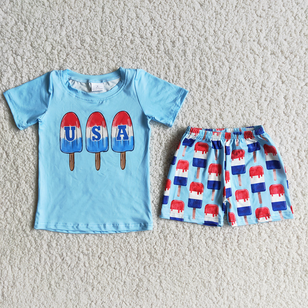 sister brother July 4th summer short set