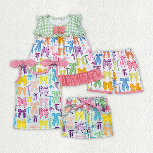 Toddle baby girl colorful bow shorts outfit