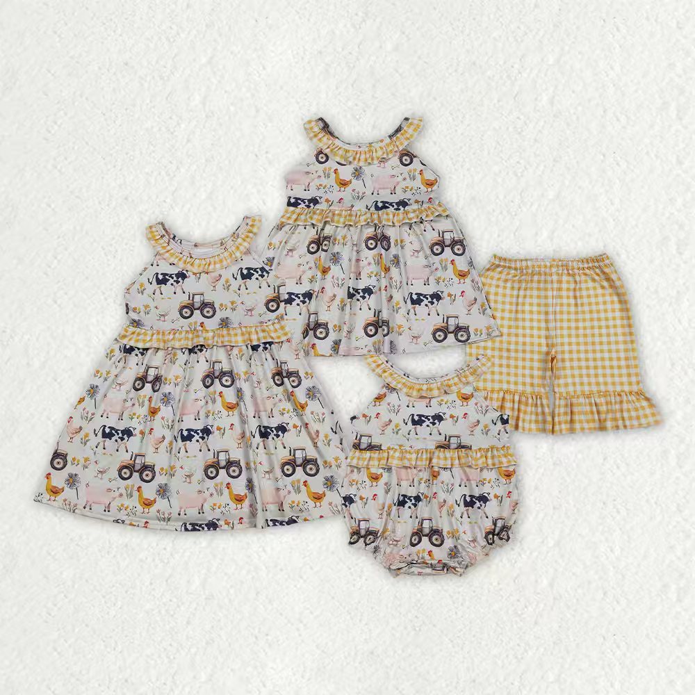Farm chicken tractor design girls summer dress