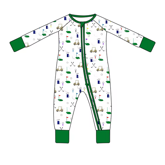 infant baby long sleeve golf sports zip romper
