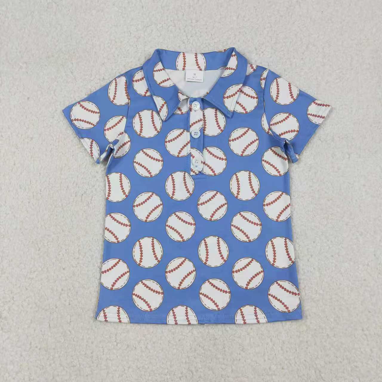 Baseball design boy short sleeve polo shirt