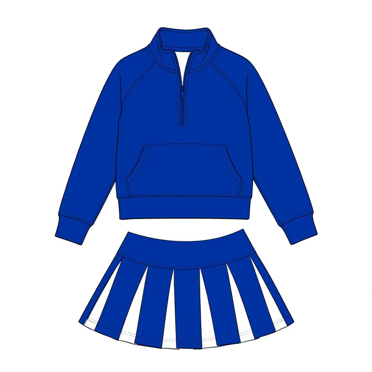 Kids long sleeve team pullover top matching skorts outfit wholesal factory price